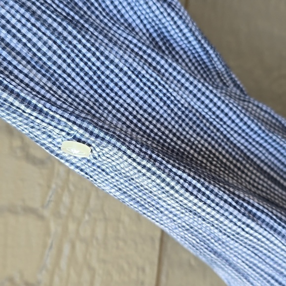 Old Navy 3/4-Sleeve Crinkled Gingham Shirt button down S - Picture 4 of 6
